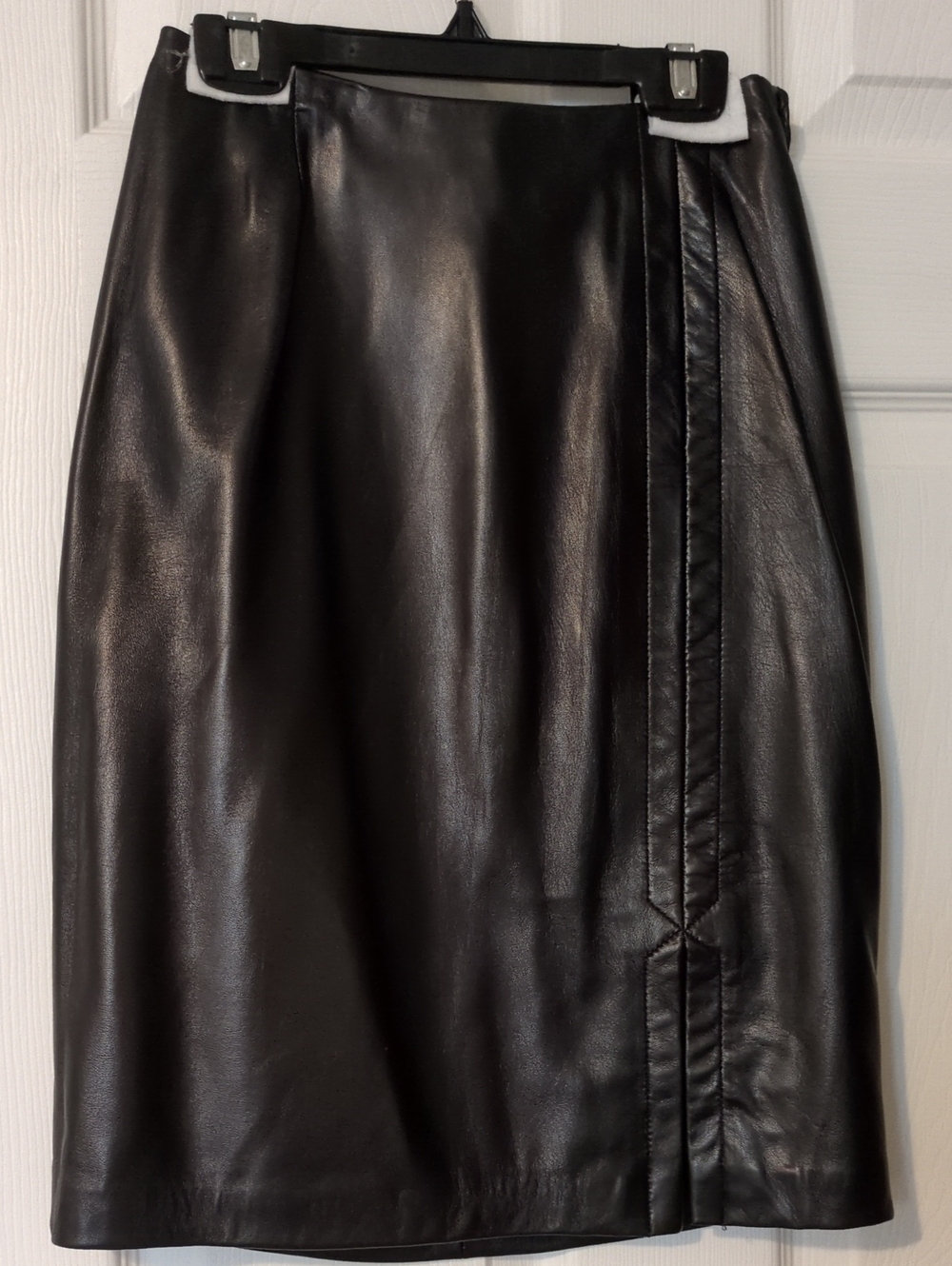 Black Danier Leather Pencil Skirt - Classic Women's Skirt